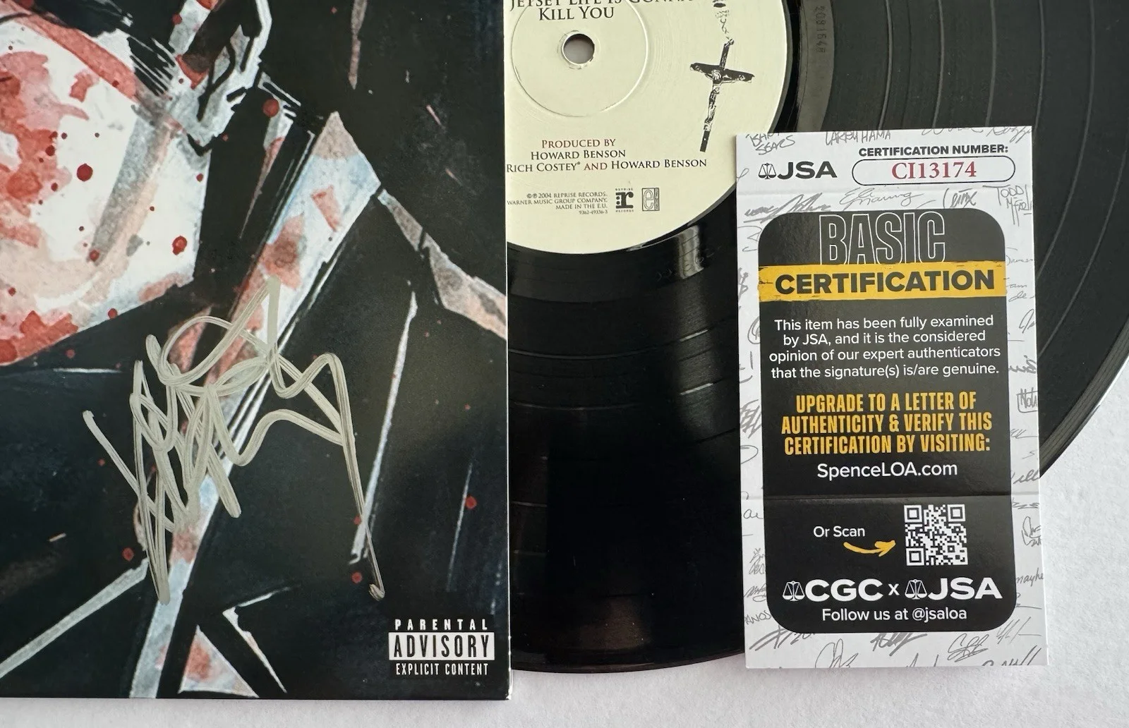 FRANK IERO SIGNED AUTOGRAPHED "THREE CHEERS" VINYL ALBUM LP +JSA COA., image 3