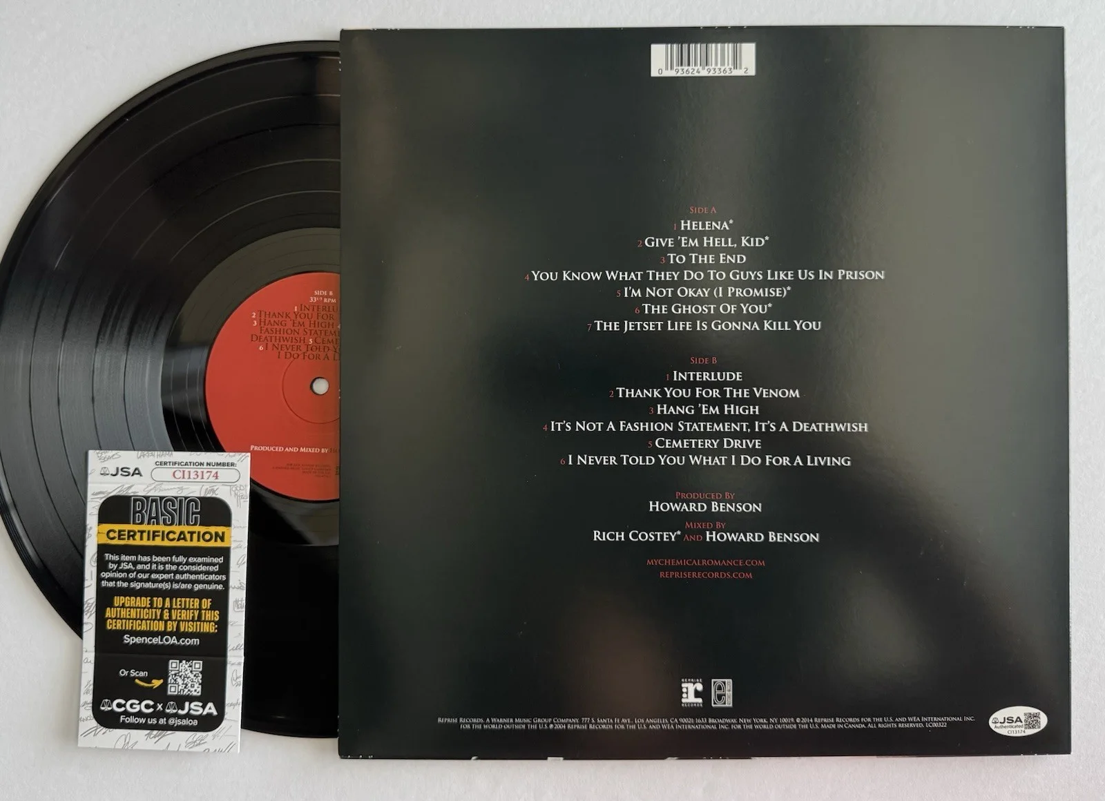 FRANK IERO SIGNED AUTOGRAPHED "THREE CHEERS" VINYL ALBUM LP +JSA COA., image 5