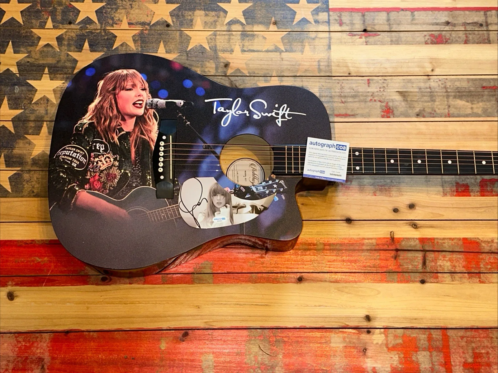 🚨Rare TAYLOR SWIFT Signed CUSTOM FULL SIZE Acoustic Guitar Country ACOA 🚨🚨🎸, image 3