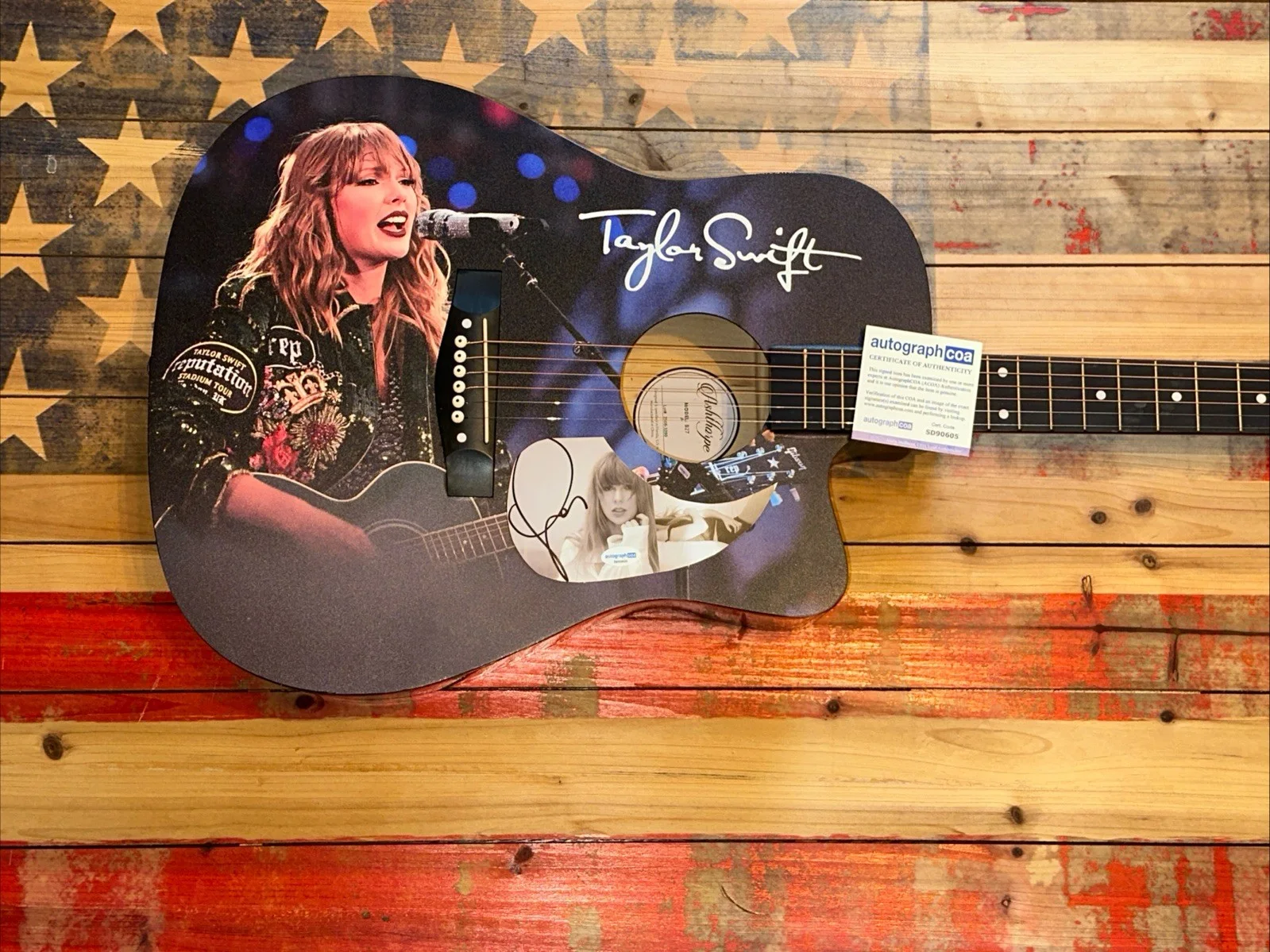 🚨Rare TAYLOR SWIFT Signed CUSTOM FULL SIZE Acoustic Guitar Country ACOA 🚨🚨🎸, image 4