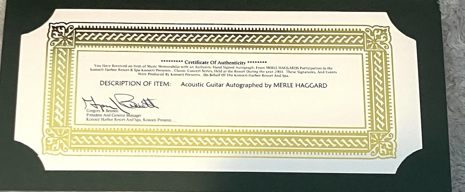 MERLE HAGGARD Signed Acoustic FENDER Guitar Konocti Harbor, CA Concert 2004 COA, image 5