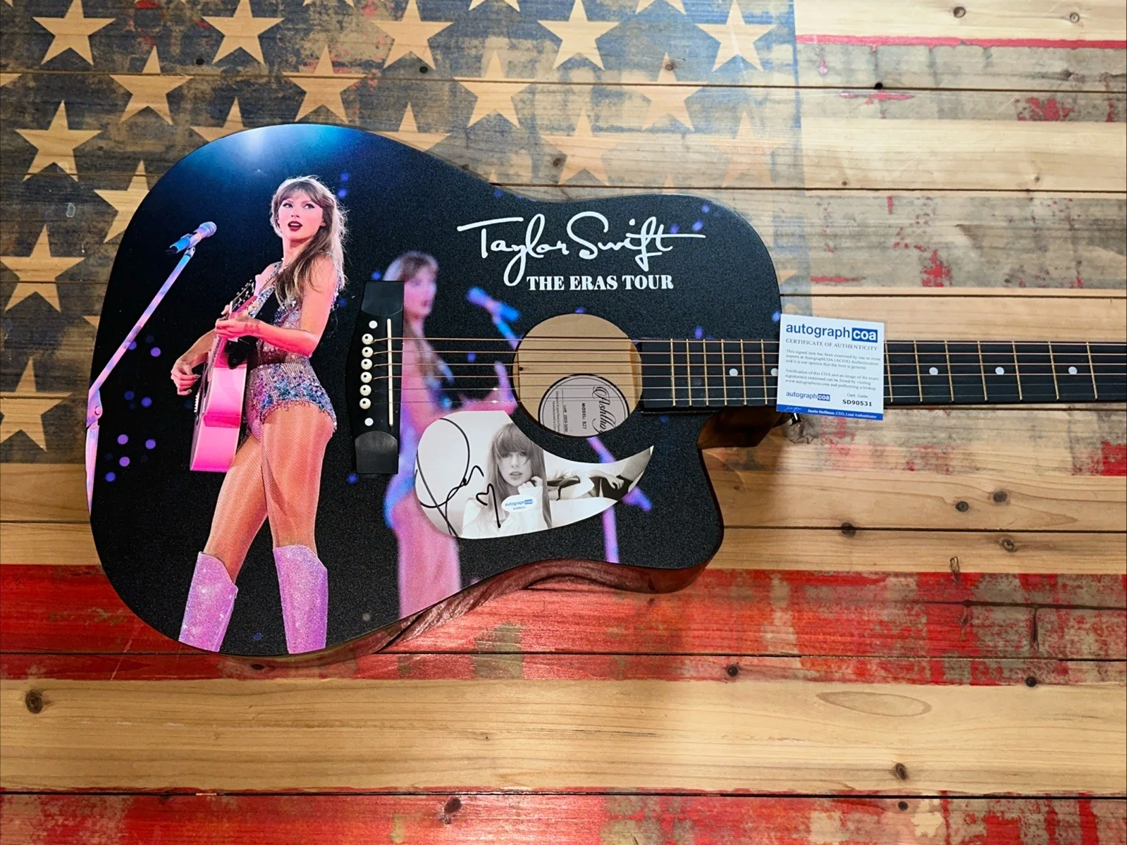 🚨Rare TAYLOR SWIFT Signed CUSTOM FULL SIZE Acoustic Guitar Country ACOA 🚨🚨🎸, image 4