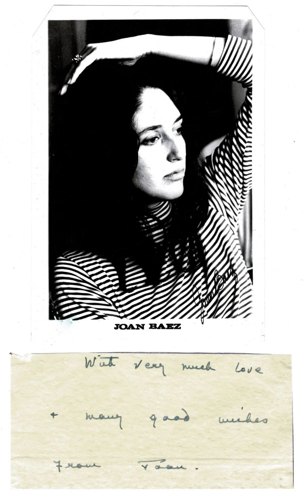 Joan Baez Collection – Lot of 3 Signed Photos + Handwritten Note + Flower Sketch, image 3