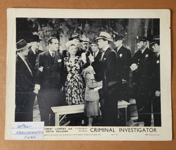 CRIMINAL INVESTIGATOR 1942 Robert Lowery TWO RARE Vintage UK FOH Lobby Cards, изображение 2