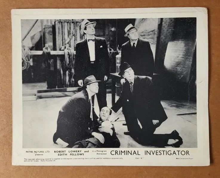 CRIMINAL INVESTIGATOR 1942 Robert Lowery TWO RARE Vintage UK FOH Lobby Cards, изображение 3