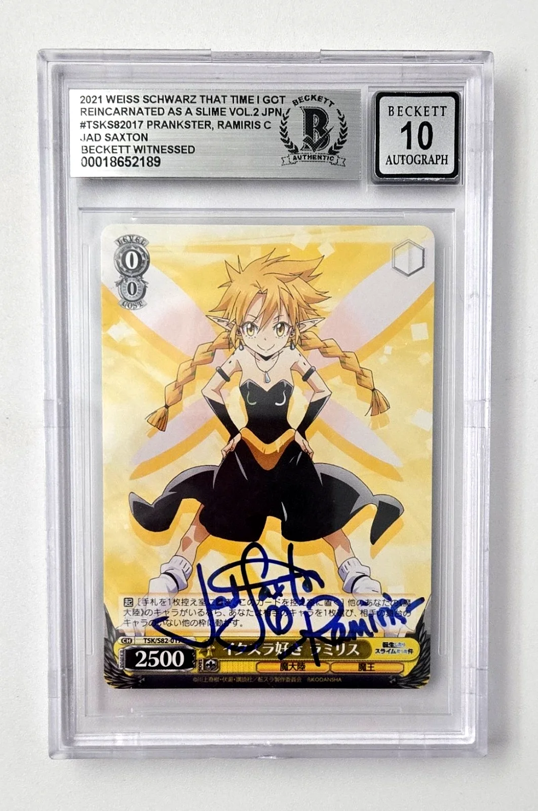 Jad Saxton — That Time I Got Reincarnated Slime Ramiris Signed Card Jad Saxton Slab Beckett