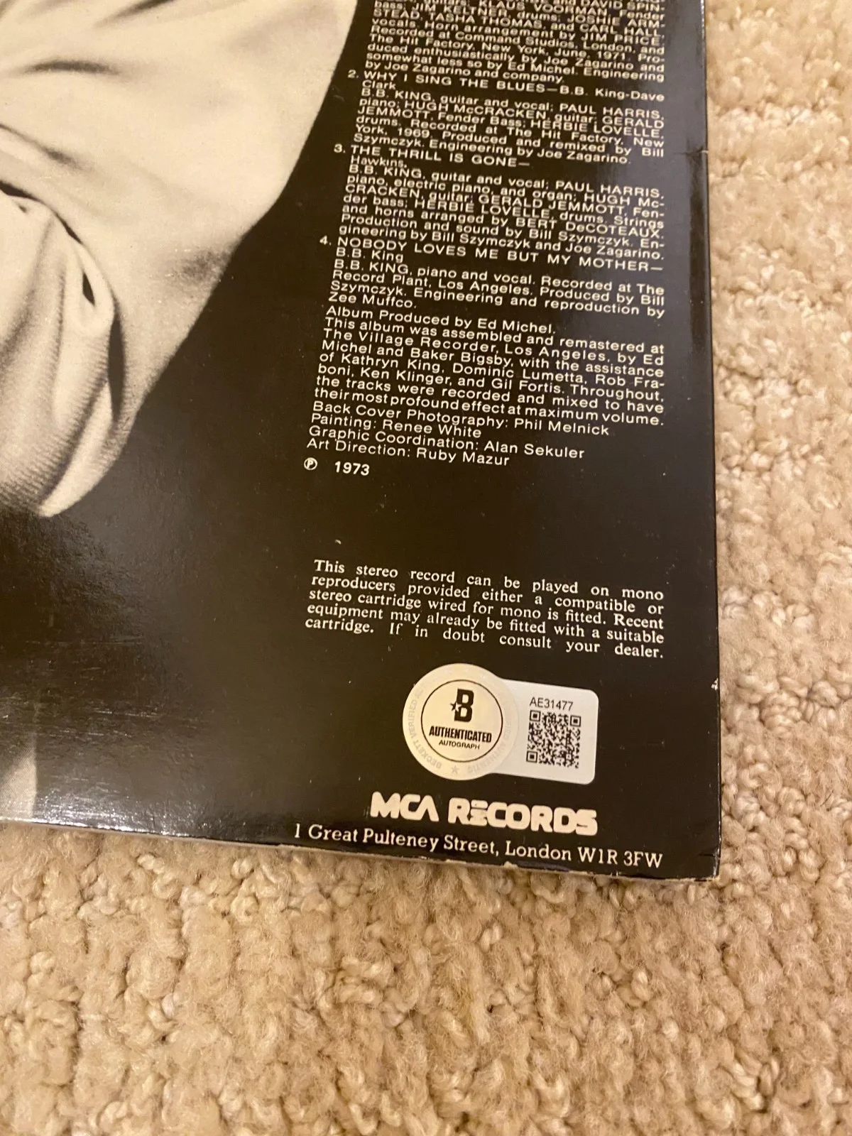 B.B. King Signed Autograph Auto The Best Of Vinyl Record Beckett Certified, изображение 3