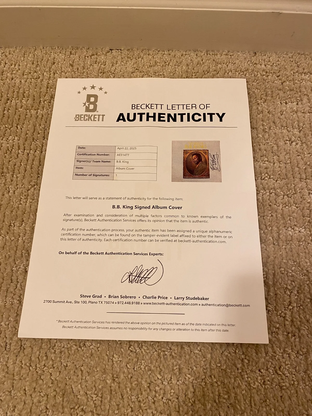 B.B. King Signed Autograph Auto The Best Of Vinyl Record Beckett Certified, изображение 4