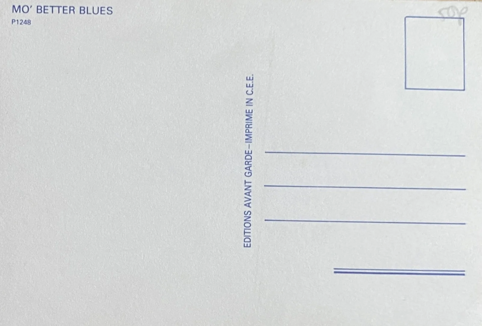 Mo Better Blues French Promotional Postcard 1990, image 2