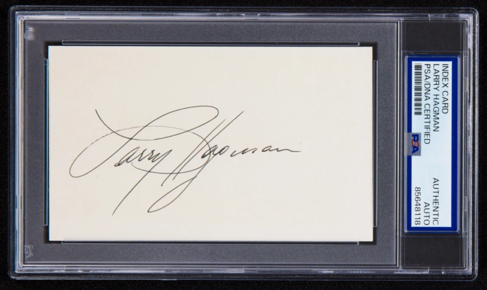 Larry Hagman — Larry Hagman Signed Index Card (PSA) Dallas Auto J. R. Ewing Soap Opera Actor