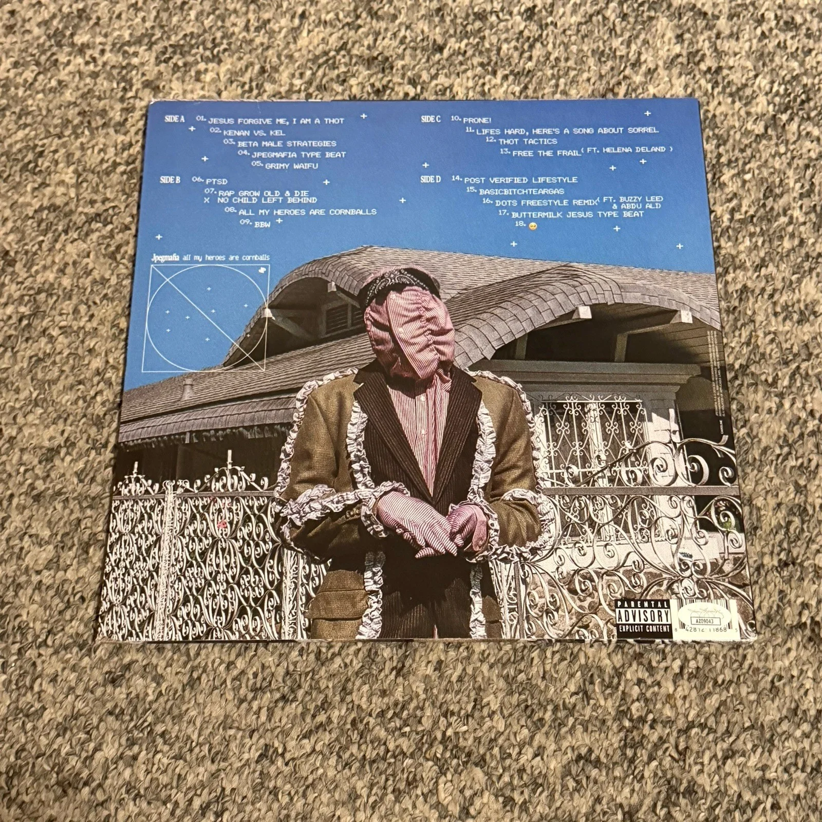 JPEGMAFIA SIGNED ALL MY HEROES ARE CORNBALLS VINYL RECORD WITH JSA COA, изображение 3