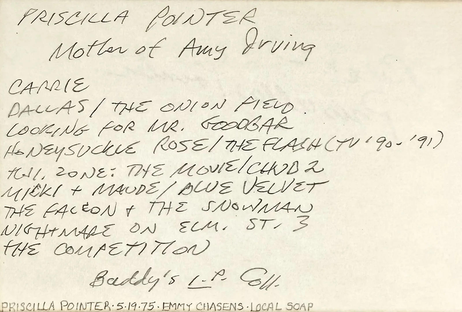Priscilla Pointer — PRISCILLA POINTER Signed Autographed 4"x 6" INDEX CARD The Onion Field CARRIE, image 5