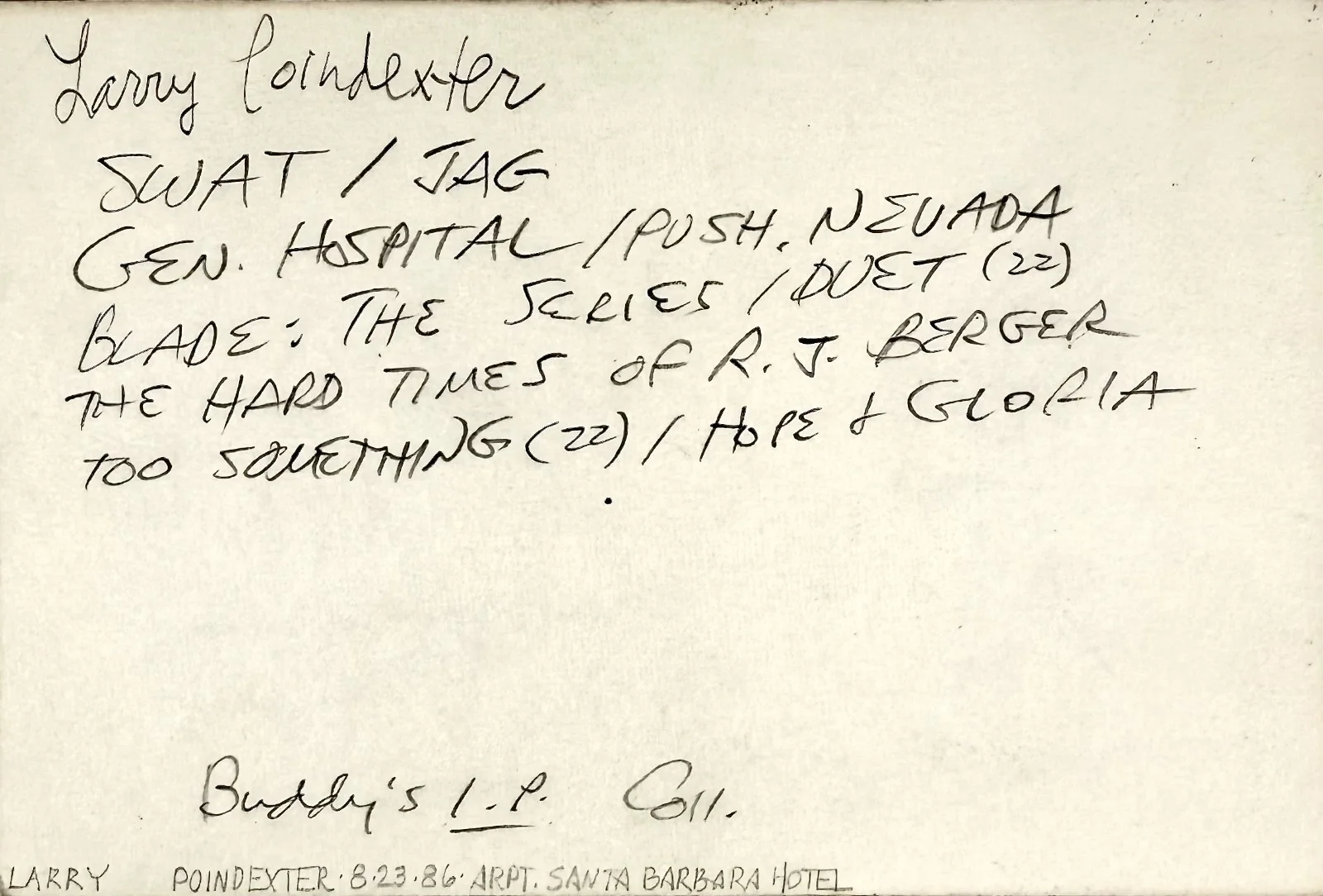 Larry Poindexter — LARRY POINDEXTER Signed Autographed 4x6 INDEX CARD Sorceress Invaders from Mars, изображение 5