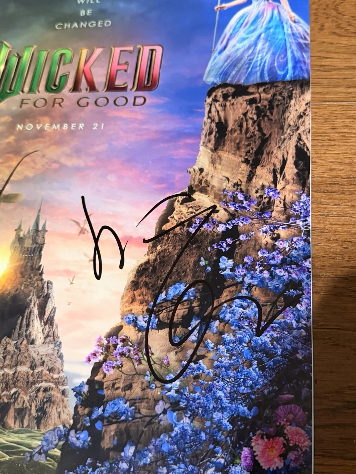 JON CHU — JEFF GOLDBLUM + JON CHU SIGNED AUTOGRAPH WICKED FOR GOOD 12X18 PHOTO POSTER JSA, image 3