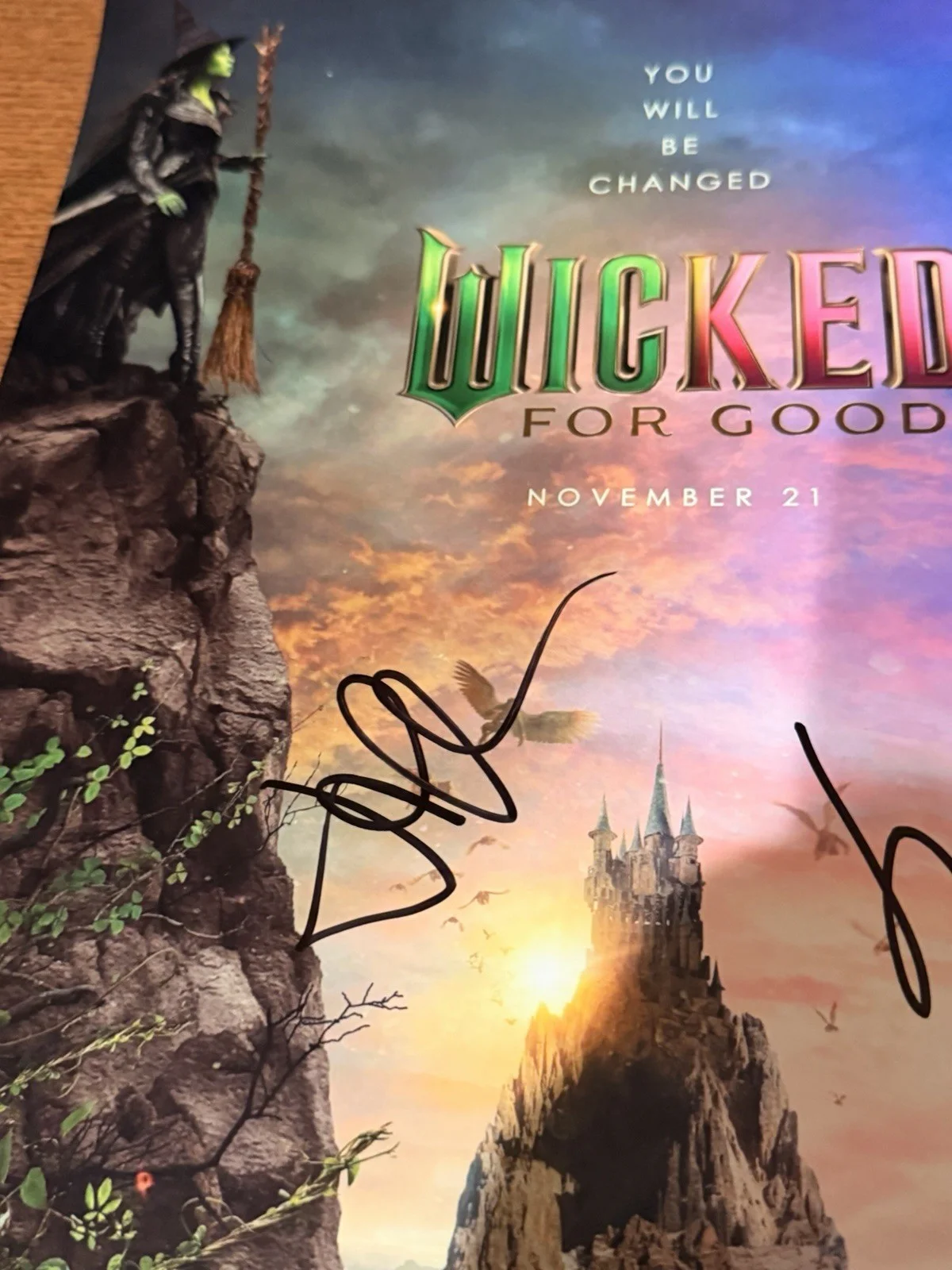 JON CHU — JEFF GOLDBLUM + JON CHU SIGNED AUTOGRAPH WICKED FOR GOOD 12X18 PHOTO POSTER JSA, image 4