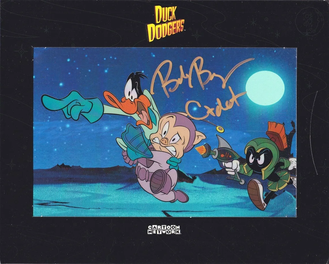 Bob Bergen — SIGNED "Duck Dodgers" CyberCene CEL - BOB BERGEN Cadet in "DUCK DODGERS" 2003