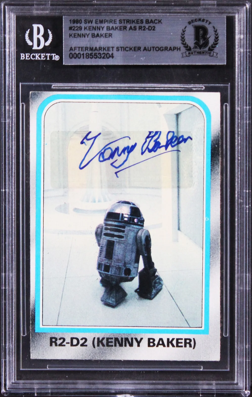 Kenny Baker — Kenny Baker Star Wars Signed 1980 Empire Strikes Back #229 Card BAS Slabbed 1