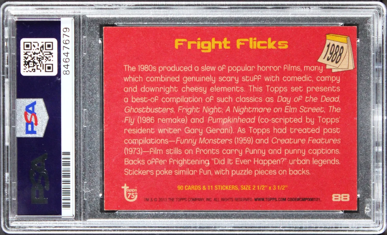 Robert Englund — Robert Englund A Nightmare on Elm Street Signed Topps 75 Trading Card PSA Slab, image 2