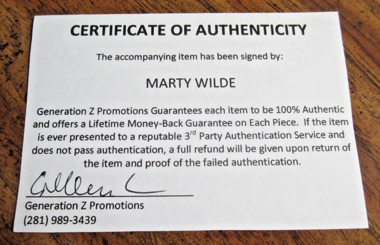 Marty Wilde Singer Autographed Signed 8X10 Photo "Bad Boy" "Sea of Love", изображение 3