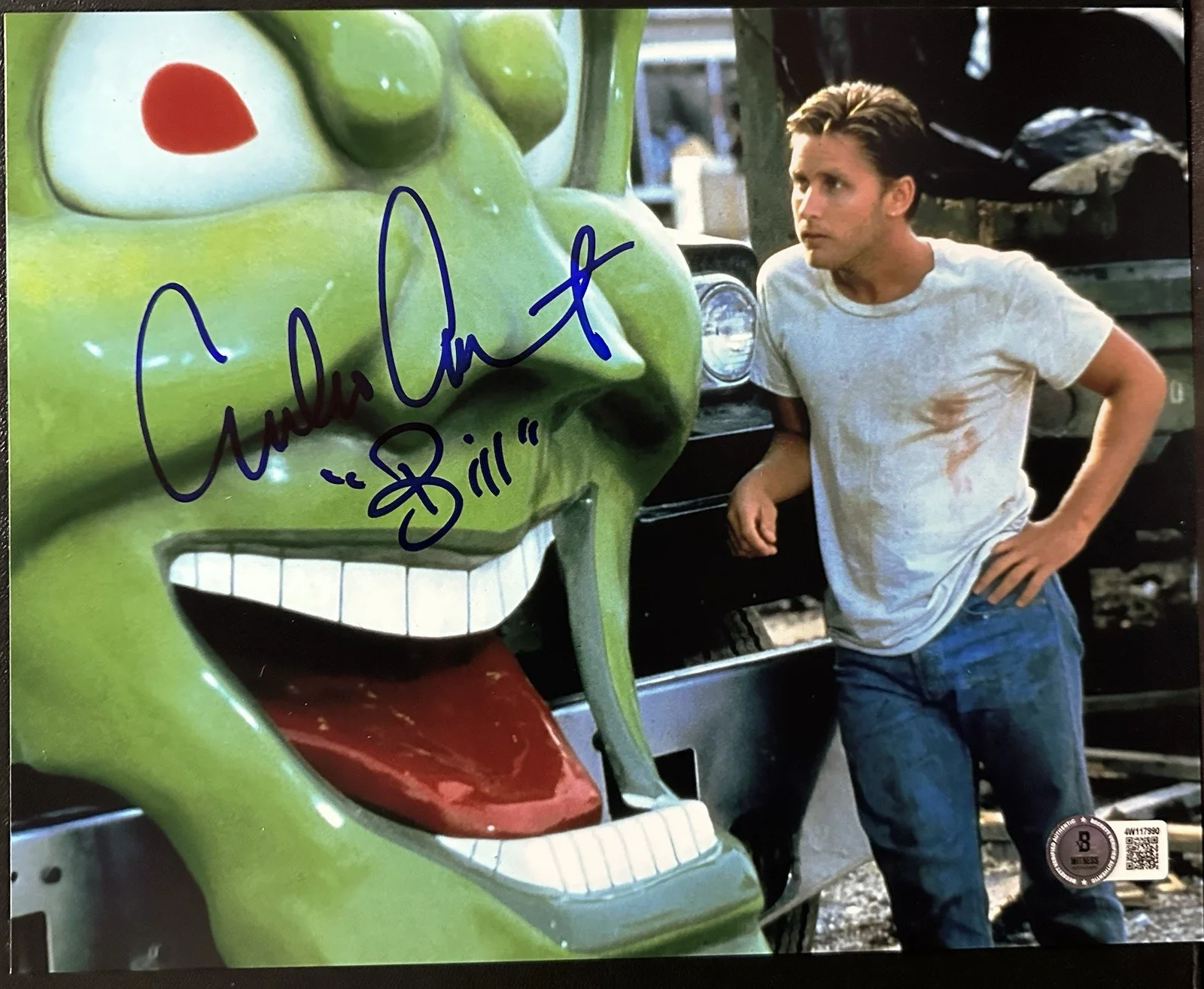 Emilio Estevez — Emilio Estevez Autographed Maximum Overdrive 8x10 Photograph w/ Bill ! BAS W