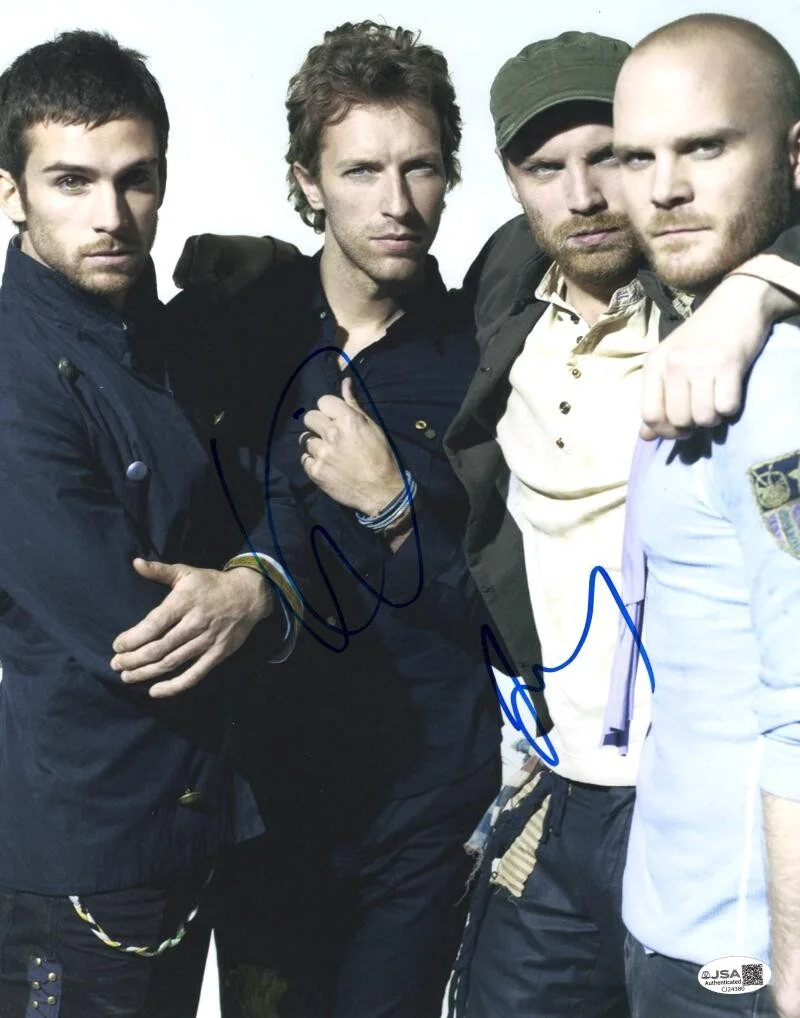 Jonny Buckland, Will Champion — Jonny Buckland & Will Champion Signed Autograph 11x14 Photo Coldplay w/ JSA COA