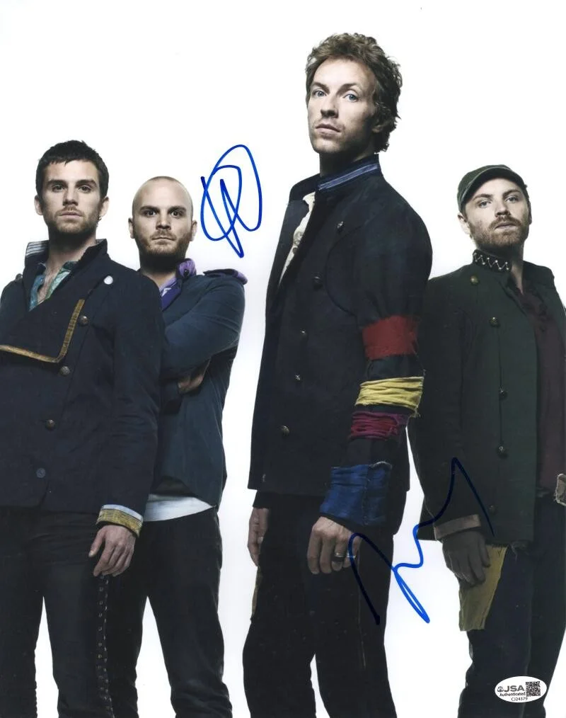 Jonny Buckland, Will Champion — Jonny Buckland & Will Champion Signed Autograph 11x14 Photo - Coldplay JSA COA