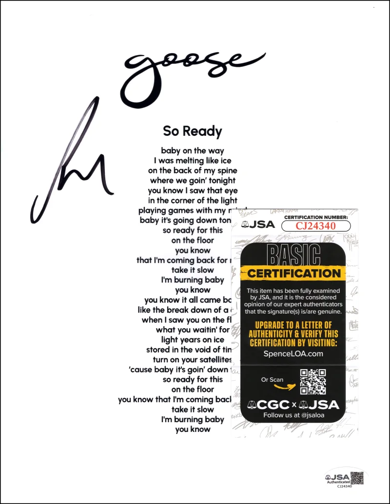 Rick Mitarotonda — Rick Mitarotonda Goose Signed Autograph So Ready Lyric Sheet w/ JSA COA, image 2