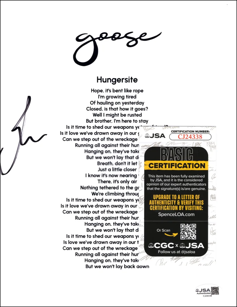 Rick Mitarotonda — Rick Mitarotonda Goose Signed Autograph Hungersite Lyric Sheet Music - JSA COA, image 2