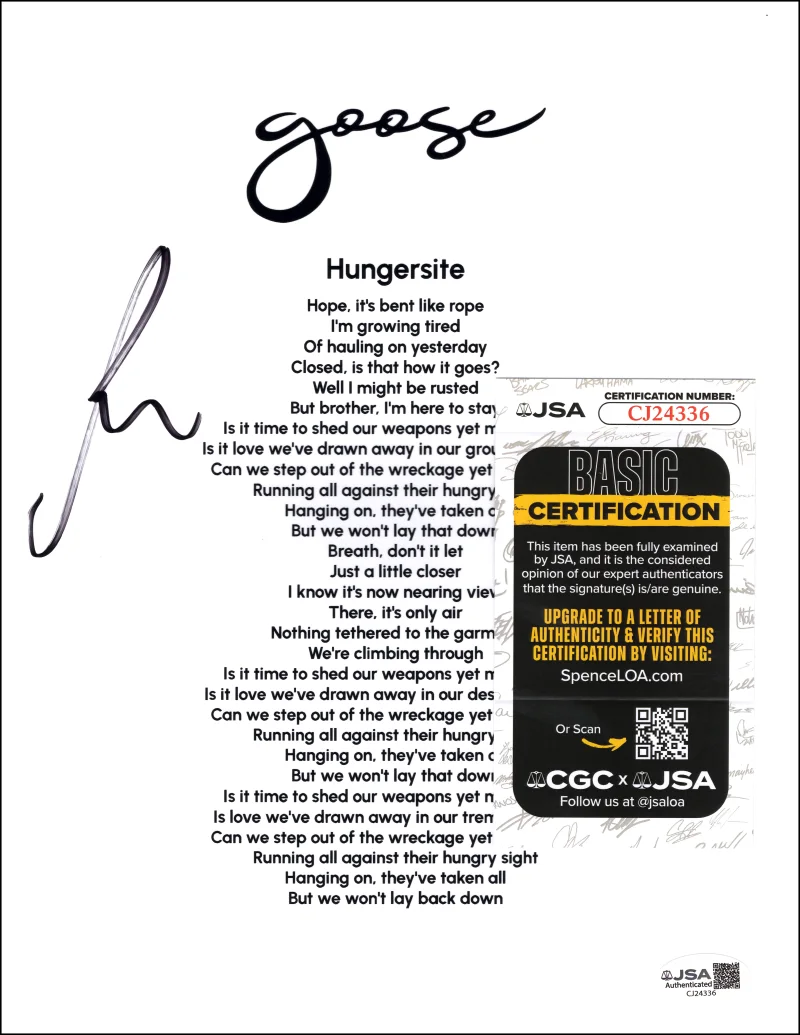 Rick Mitarotonda — Rick Mitarotonda Goose Signed Autograph Hungersite Lyric Sheet Music w/ JSA COA, image 2