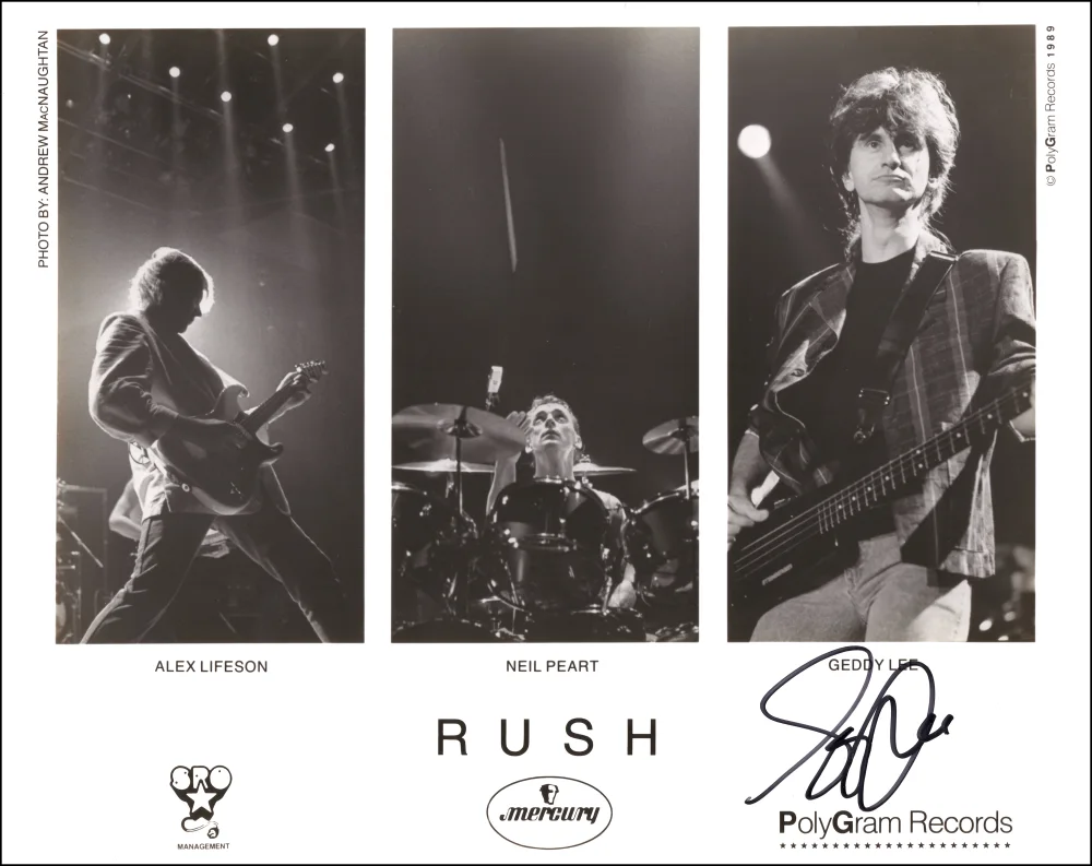 Geddy Lee — Geddy Lee Rush Signed Autograph Original 8x10 Band Promo Photo w/ JSA COA