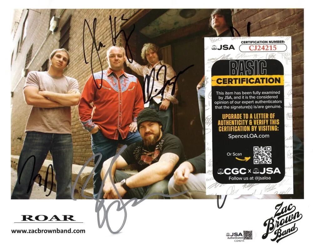 Coy Bowles, Zac Brown, Clay Cook, Chris Fryar, John Driskell Hopk — Zac Brown Band Signed Autograph 8x10 Photo - John Driskell Hopkins ++ w/ JSA COA, image 2