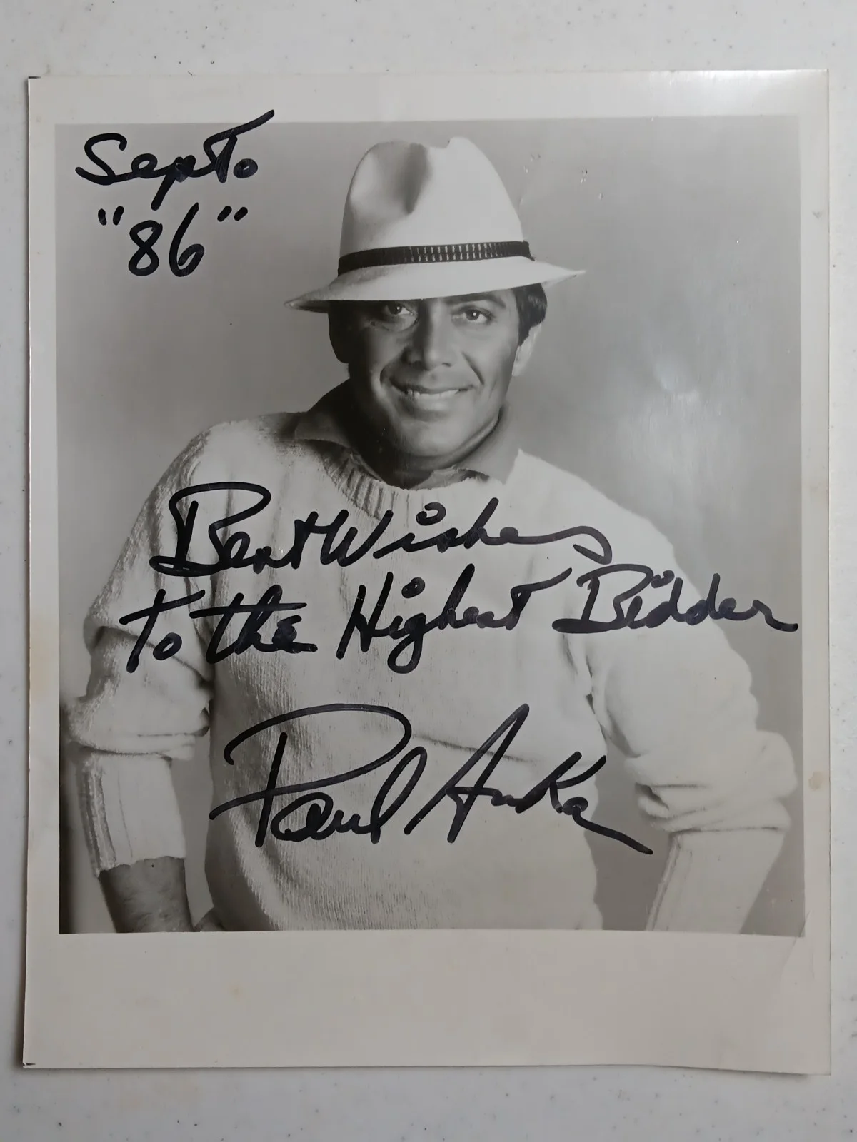Paul Anka Signed Photo, 1986 "Highest Bidder", Vintage Auction Photograph, 8x10, изображение 3