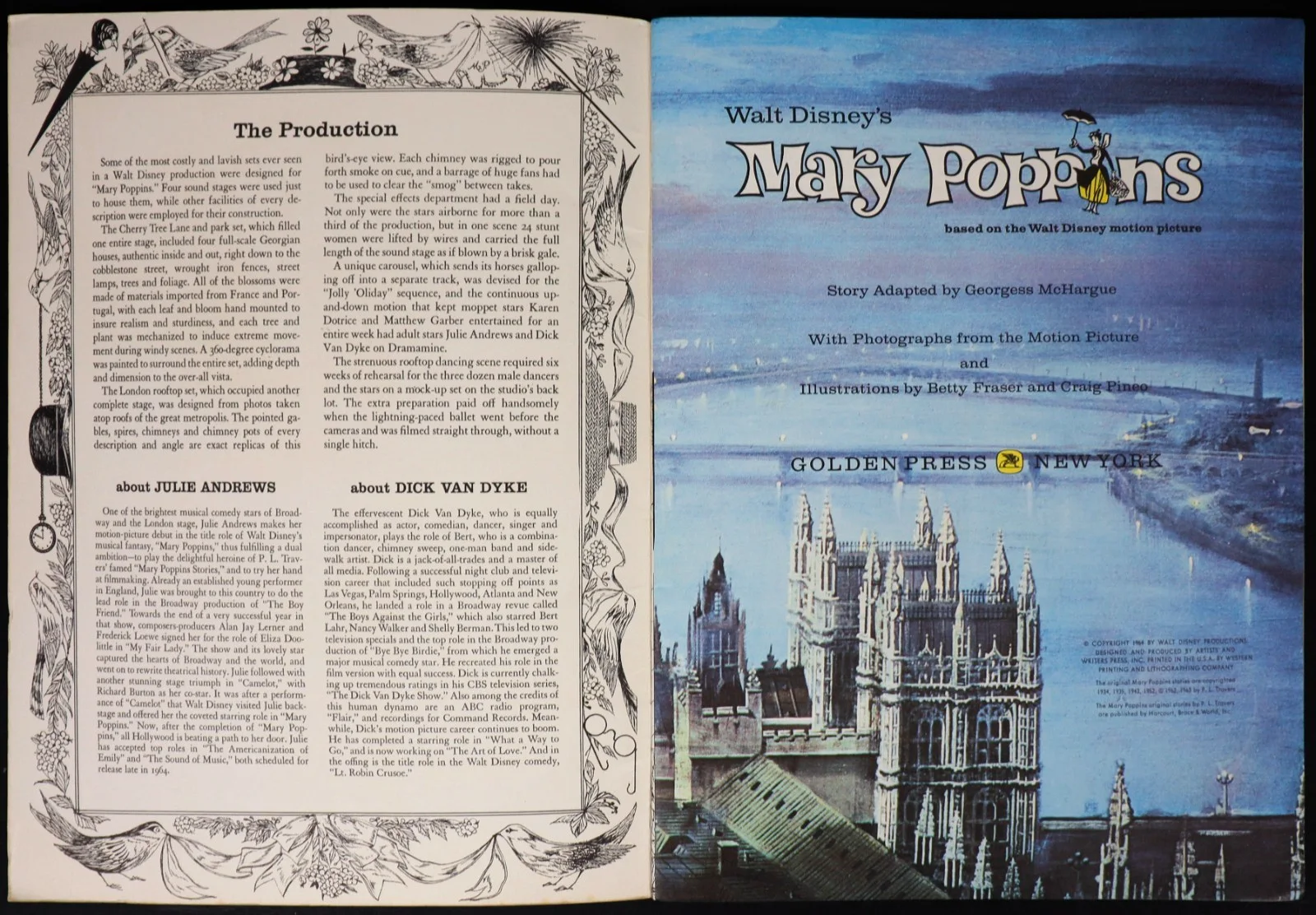 Mary Poppins ORIGINAL 32 Page Storybook Film Brochure Disney Julie Andrews 1964, изображение 2