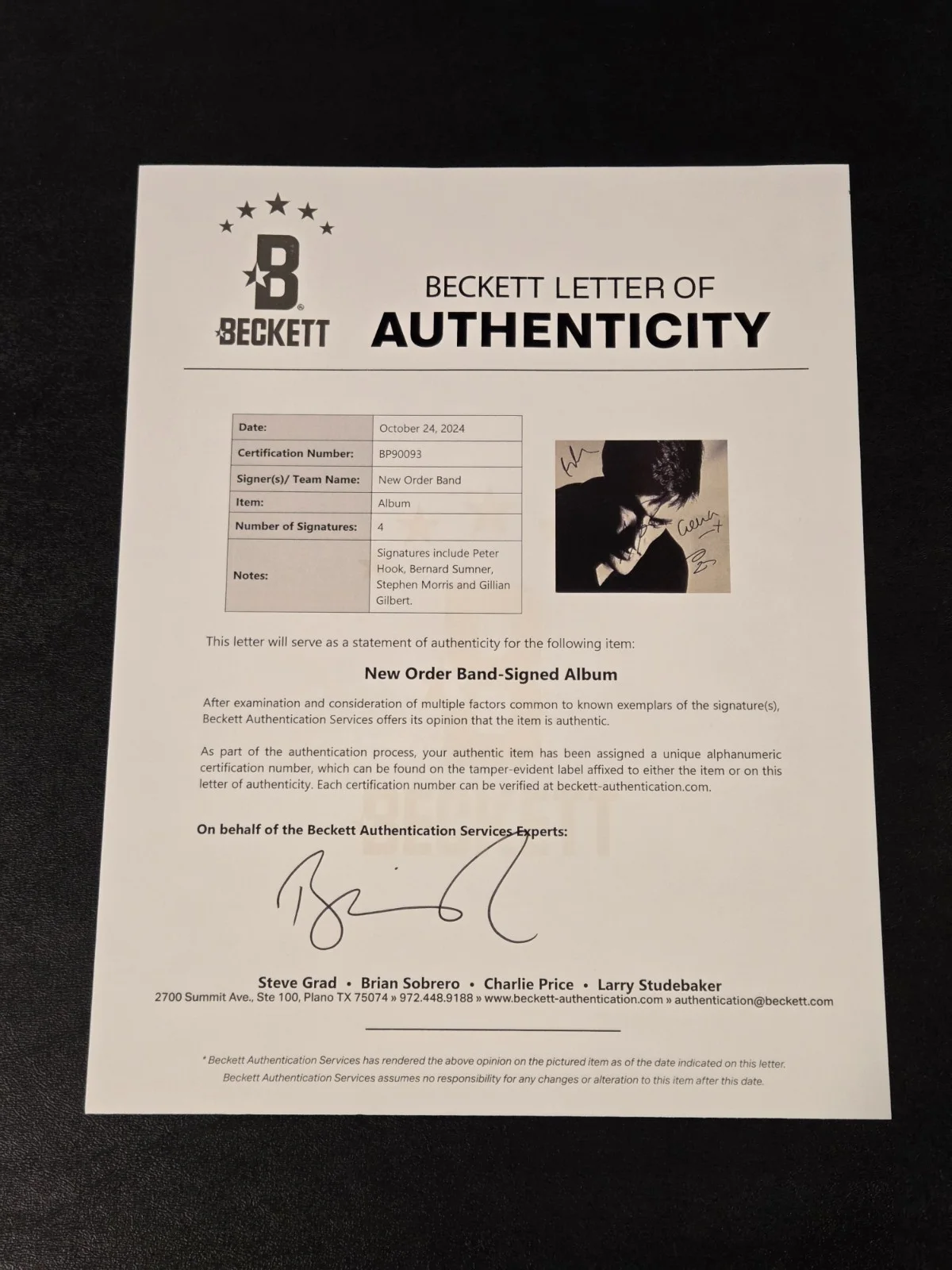 NEW ORDER signed autographed "LOW LIFE" RECORD LP BECKETT LOA (BAS) FULL BAND, изображение 5