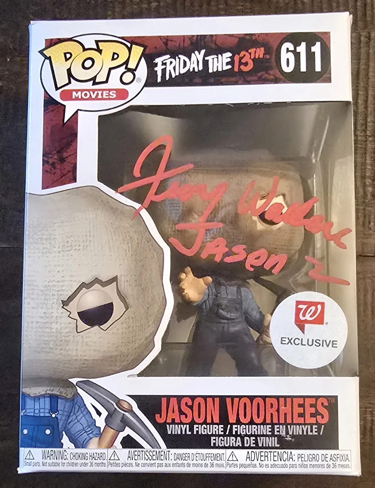 Jerry Wallace — Jerry Wallace signed Jason Voorhees Friday the 13th Funko Pop #611 with Jason 2