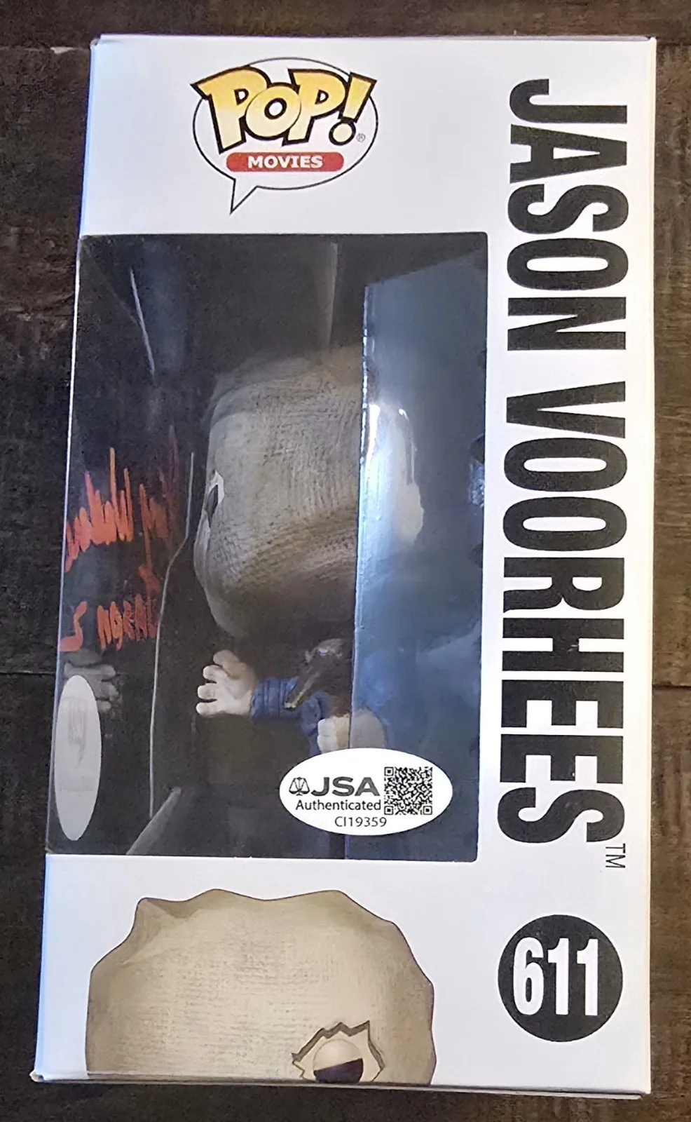 Jerry Wallace — Jerry Wallace signed Jason Voorhees Friday the 13th Funko Pop #611 with Jason 2, изображение 2