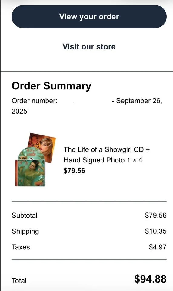 Taylor Swift The Life of a Showgirl CD + Hand Signed Photo 1 IN HAND SHIPS ASAP!, изображение 2