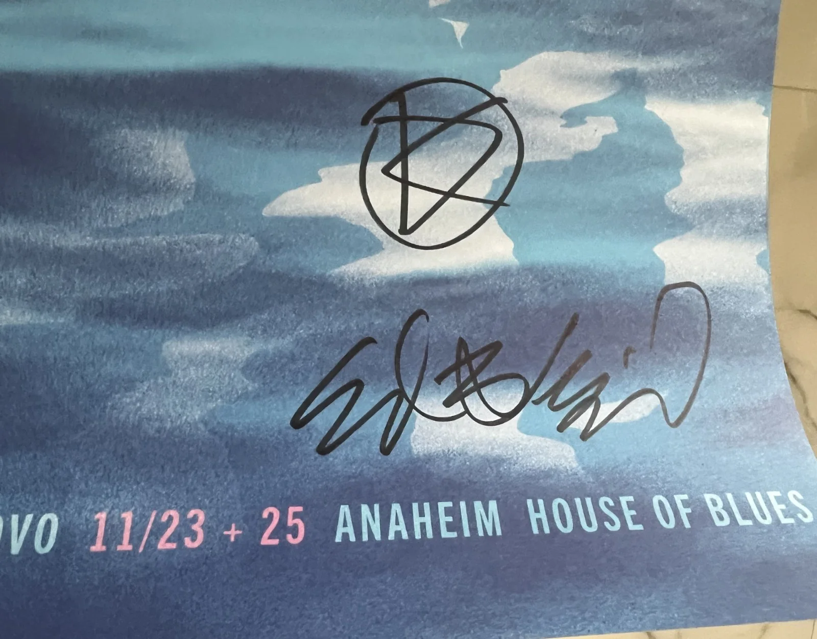 THRICE The Novo 11/22 House of Blues 11/23 11/25 Autographed Poster, изображение 4