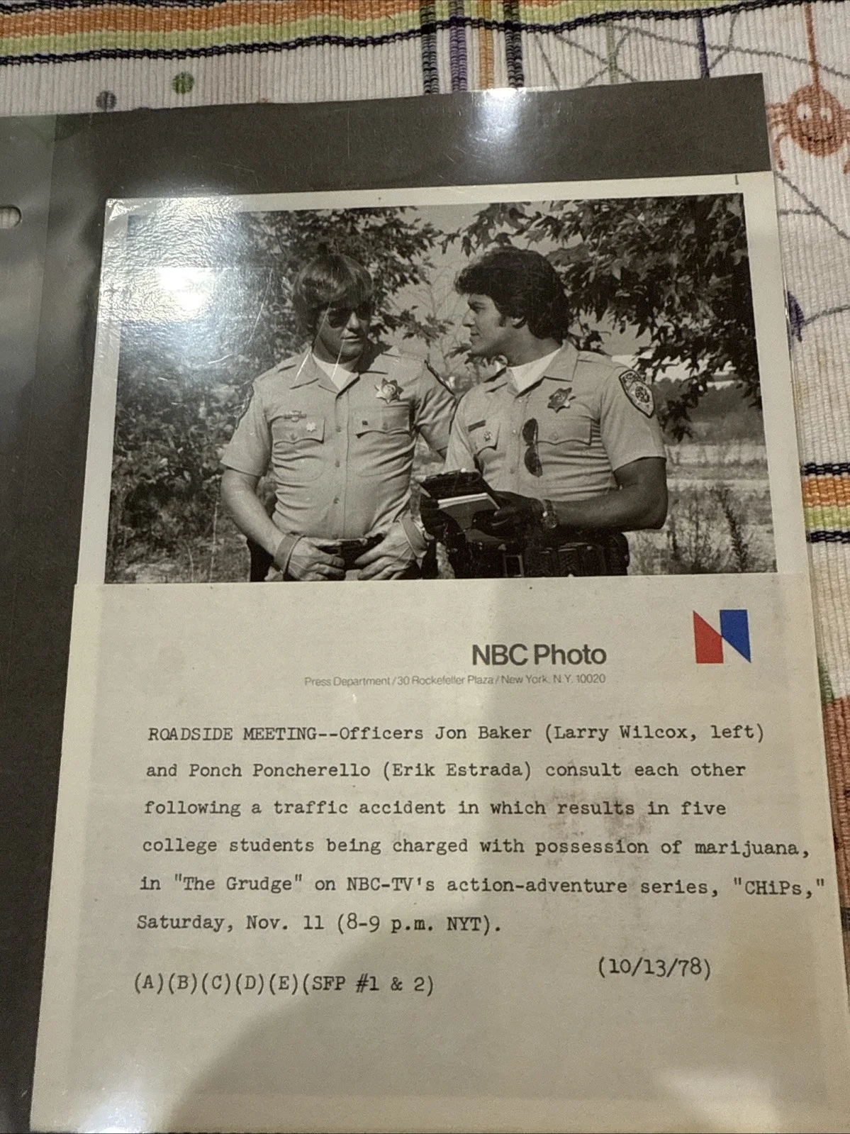 10/13/1978 Photo Jon Baker Ponch Poncherello 8&10 Photo Rare Original NBC Pic, image 5