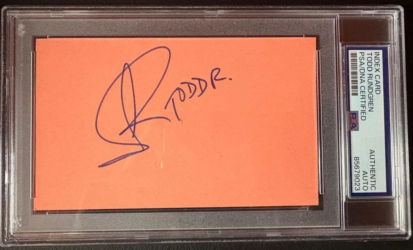 Todd Rundgren — TODD RUNDGREN SIGNED INDEX AUTOGRAPH CARD PSA ENCAPSULATED UTOPIA BAND VINTAGE A