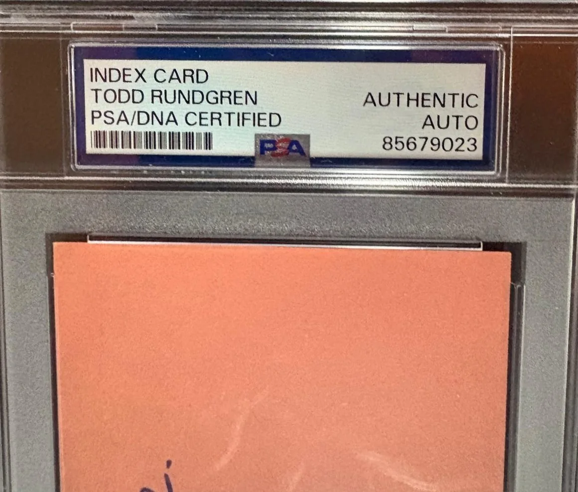 Todd Rundgren — TODD RUNDGREN SIGNED INDEX AUTOGRAPH CARD PSA ENCAPSULATED UTOPIA BAND VINTAGE A, изображение 2