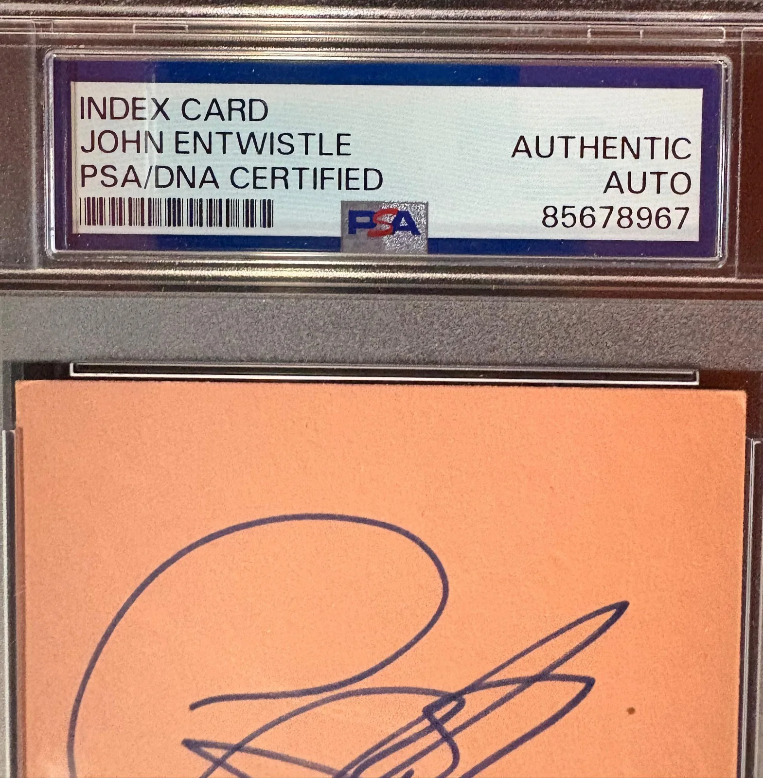 John Entwistle — JOHN ENTWISTLE SIGNED INDEX CARD PSA ENCAPSULATED ROCK THE WHO MOON RARE B, изображение 2