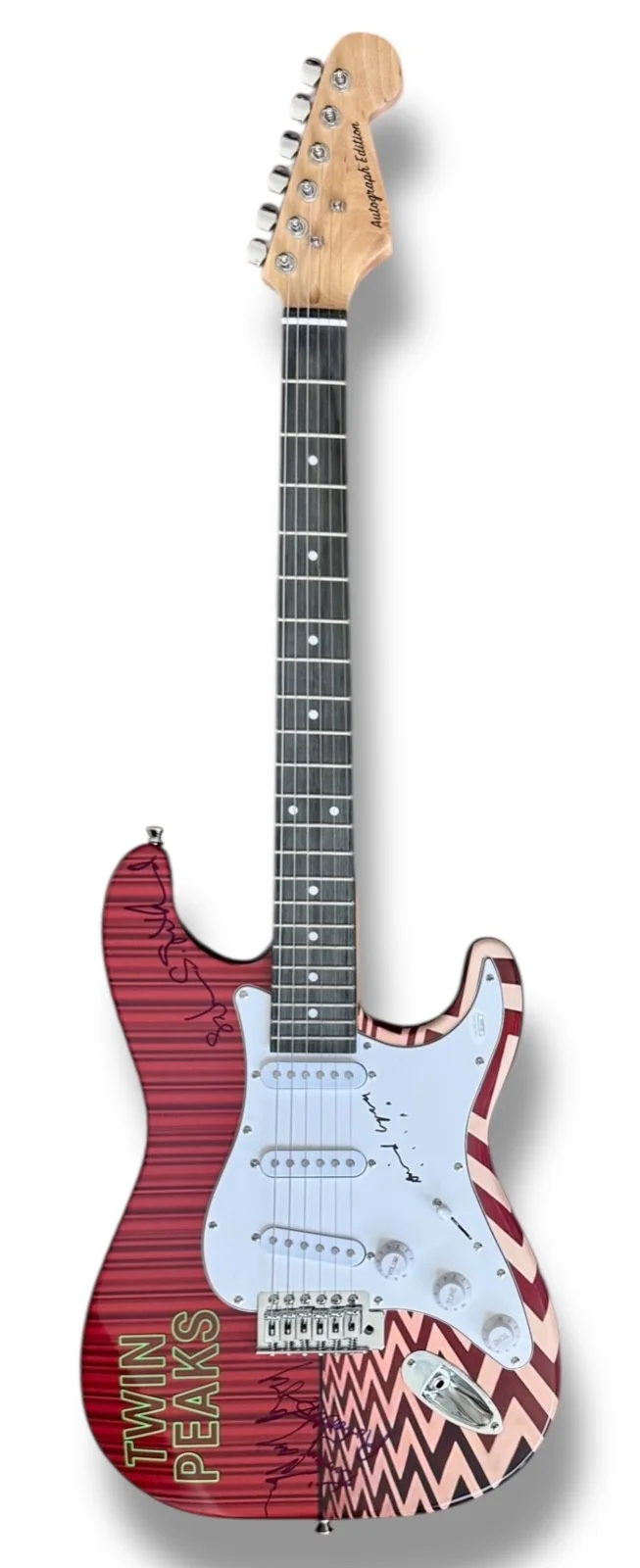 David Lynch, Kimmy Robertson, Harry Goaz, Sabrina S. Sutherland — Twin Peaks Signed Guitar Custom JSA COA David Lynch Kimmy Robertson Harry Goaz, image 4