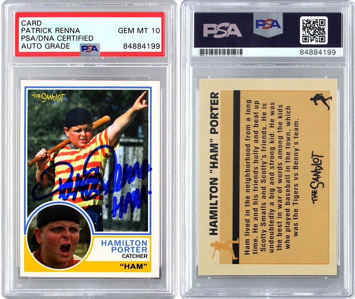Patrick Renna — The Sandlot Cast Autographed Baseball Trading Card Set - Renna PSA 10, image 2