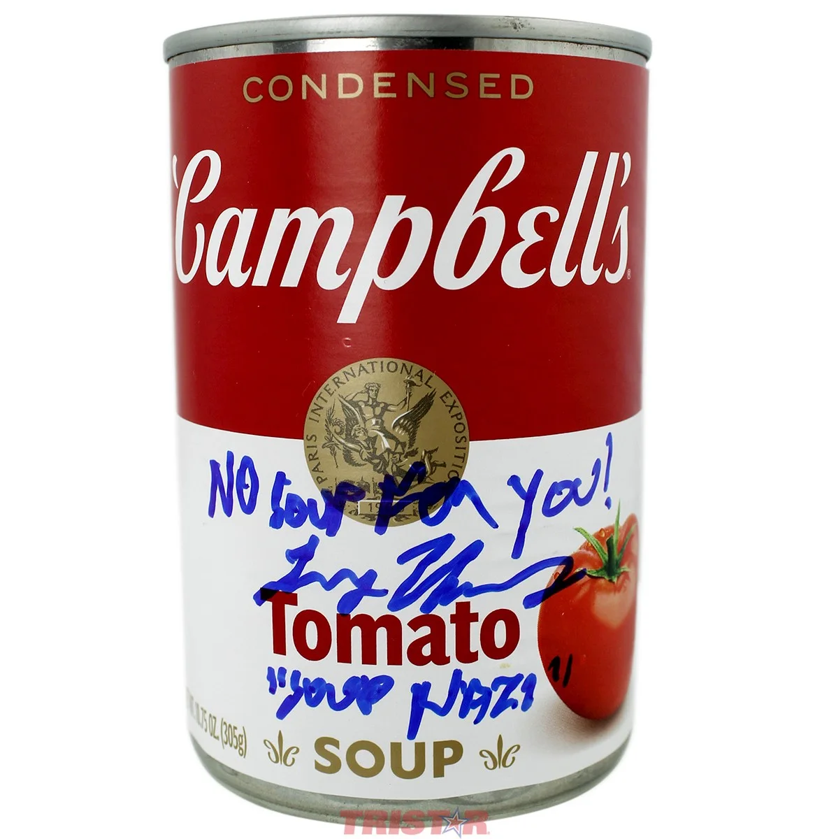 Larry Thomas — Larry Thomas Autographed Seinfeld Soup Nazi Soup Can No Soup For You TRISTAR