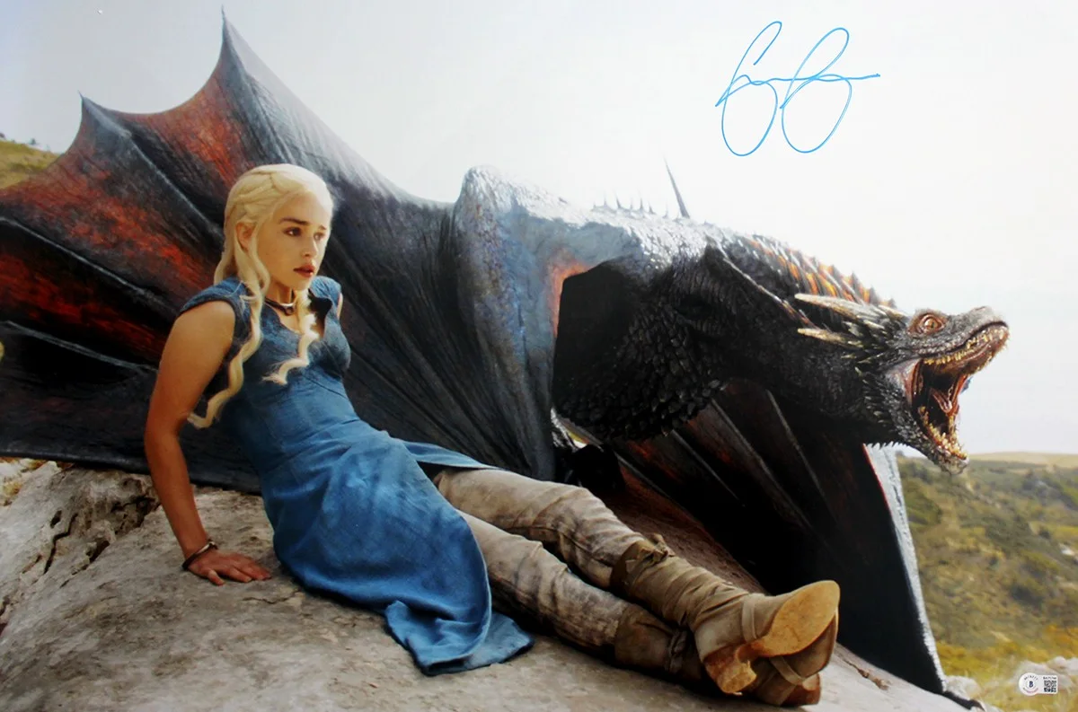 Emilia Clarke — Emilia Clarke Signed Autographed Game of Thrones 20x30 Photo Beckett - Daenerys