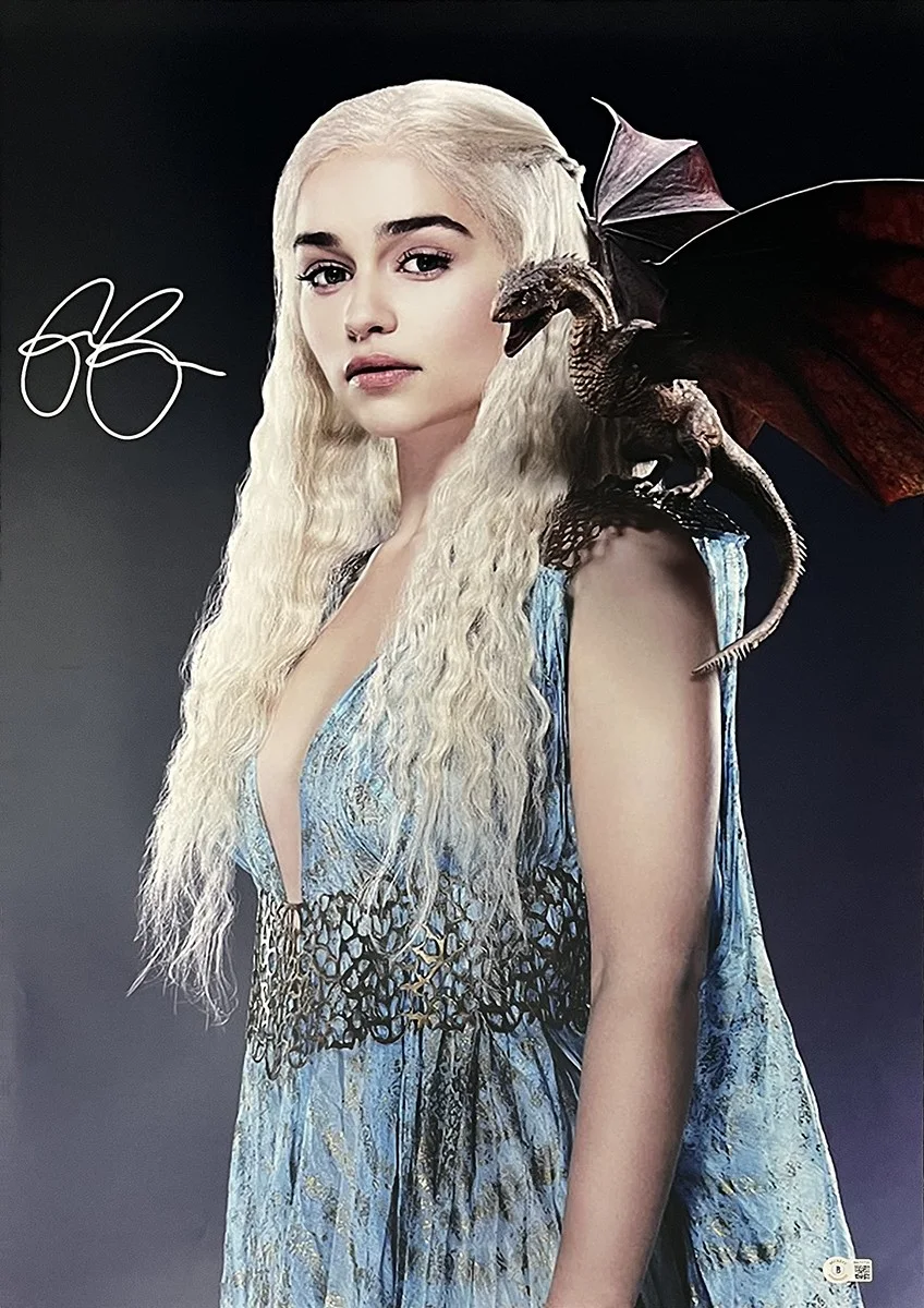 Emilia Clarke — Emilia Clarke Signed Game of Thrones 20x30 Photo Beckett - Daenerys Targaryen