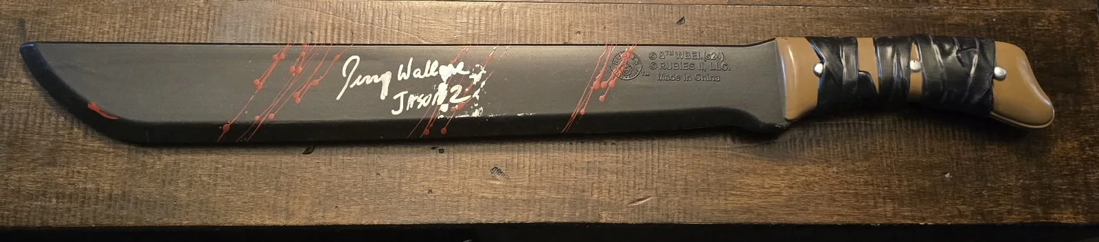 Jerry Wallace — Jerry Wallace signed Jason Friday the 13th Plastic Machette Prop with Jason 2..., image 2