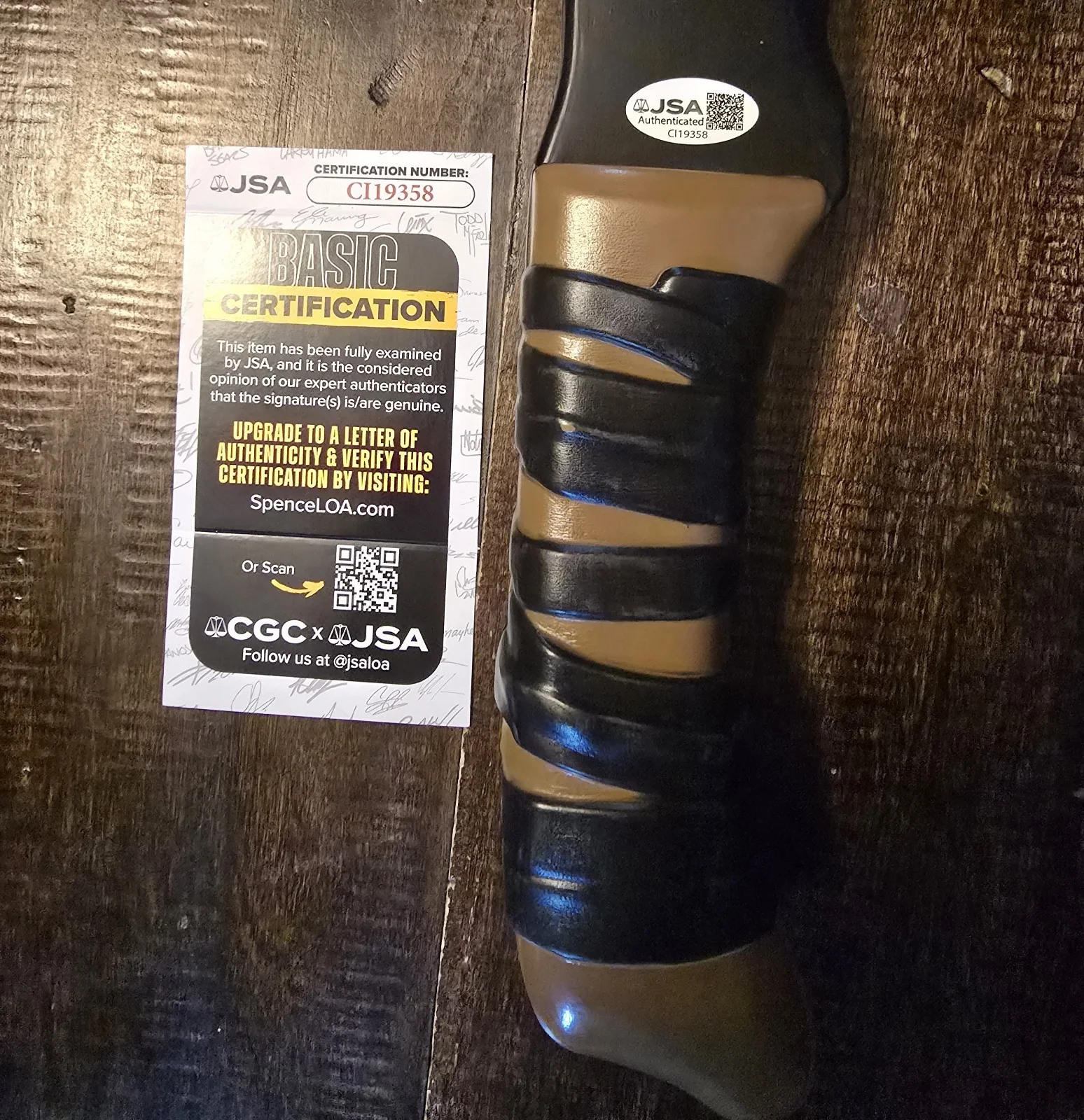 Jerry Wallace — Jerry Wallace signed Jason Friday the 13th Plastic Machette Prop with Jason 2..., image 4