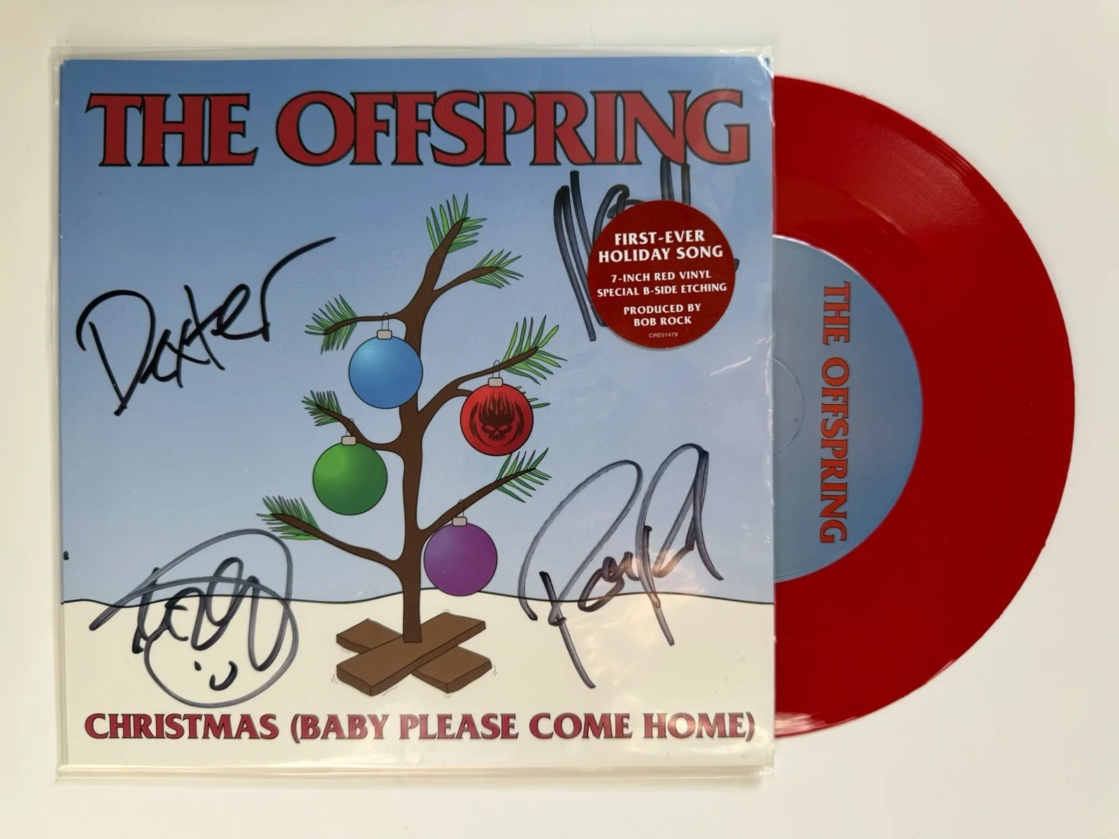 The Offspring SIGNED Christmas RED 45 Vinyl 7” AUTOGRAPHED By 4! NEW Rare, изображение 3